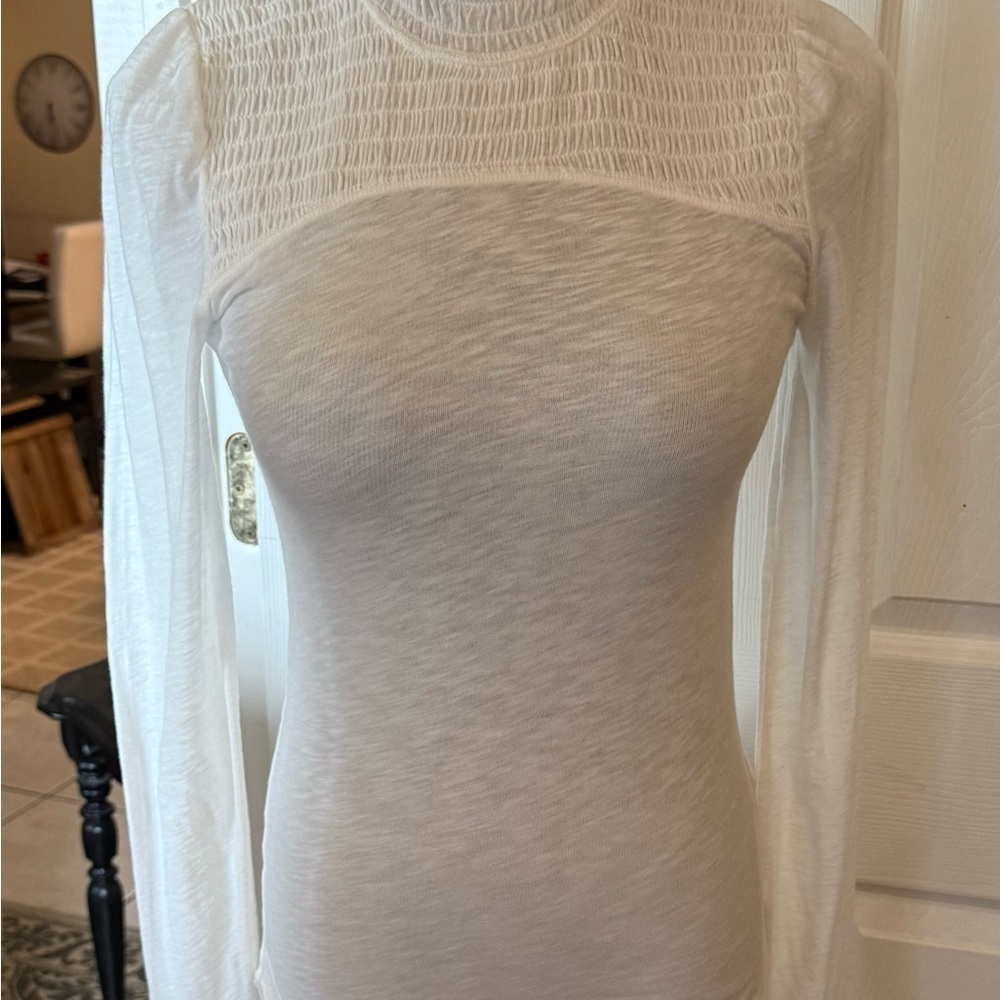 NWT Free People white mock turtle neck and long sleeves. Size small. - Picture 2 of 4